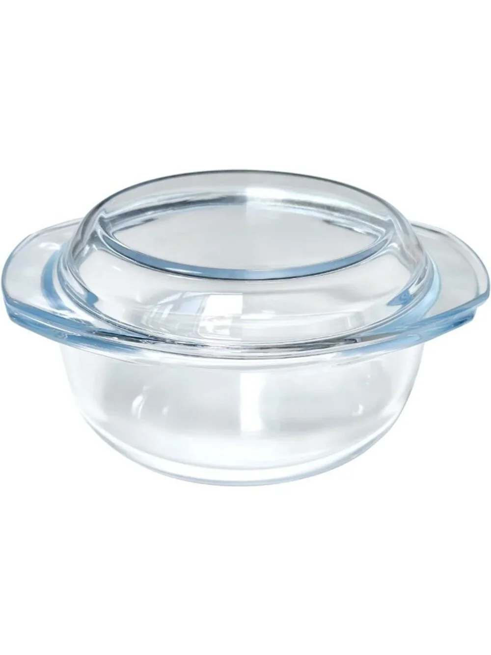 Mini 1-QT Round Glass Casserole Dish with Lid - Tempered Clear Bowl for Baking
